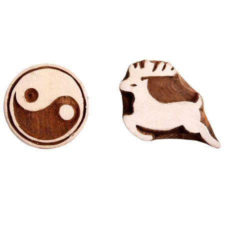 Set of 2 Piece New Mix Wooden Printing Block